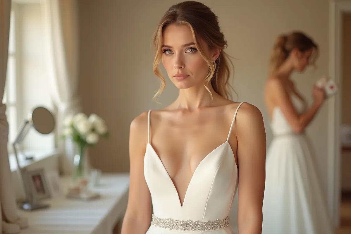Illustration : Robe de mariée rose : romantisme et féminité